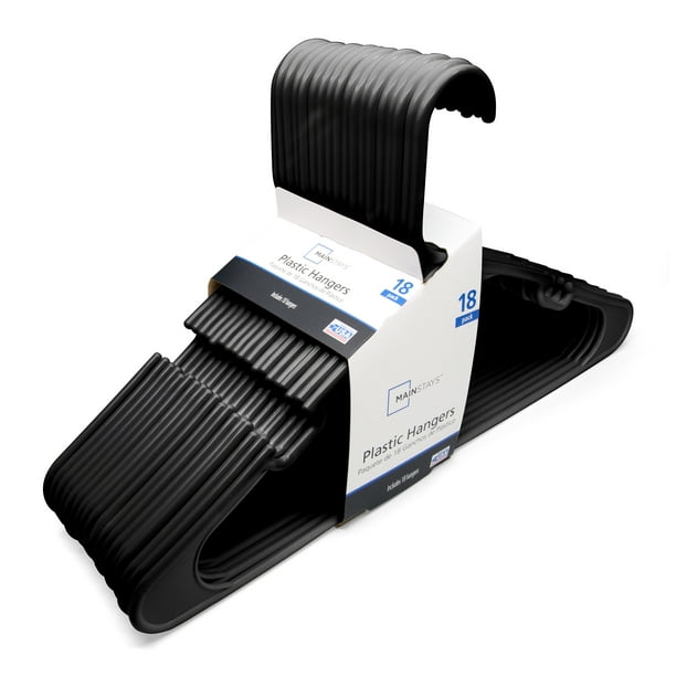 Mainstay 18-Pack Standard Plastic Hangers Black FBA_14124730 Mainstay 18-Pack Standard Plastic Hangers Black FBA_14124730